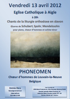 Affiche du concert à Aigle - Avril 2012